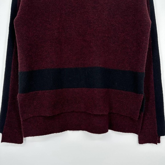 Veronica Beard Denisa Turtleneck Sweater Merino Wool Yak Blend Burgundy/ Black - Picture 6 of 13